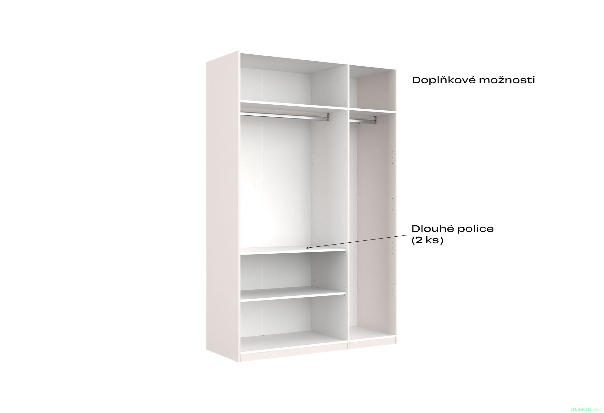 Obrázek 4 - Korpus skříně 3dv Bílý lesk Idea