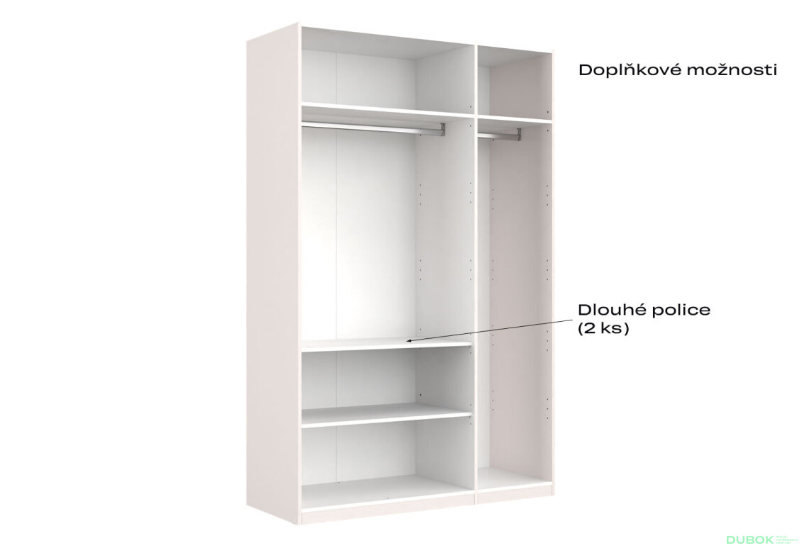 Obrázek 4 - Korpus skříně 3dv Bílý lesk Idea