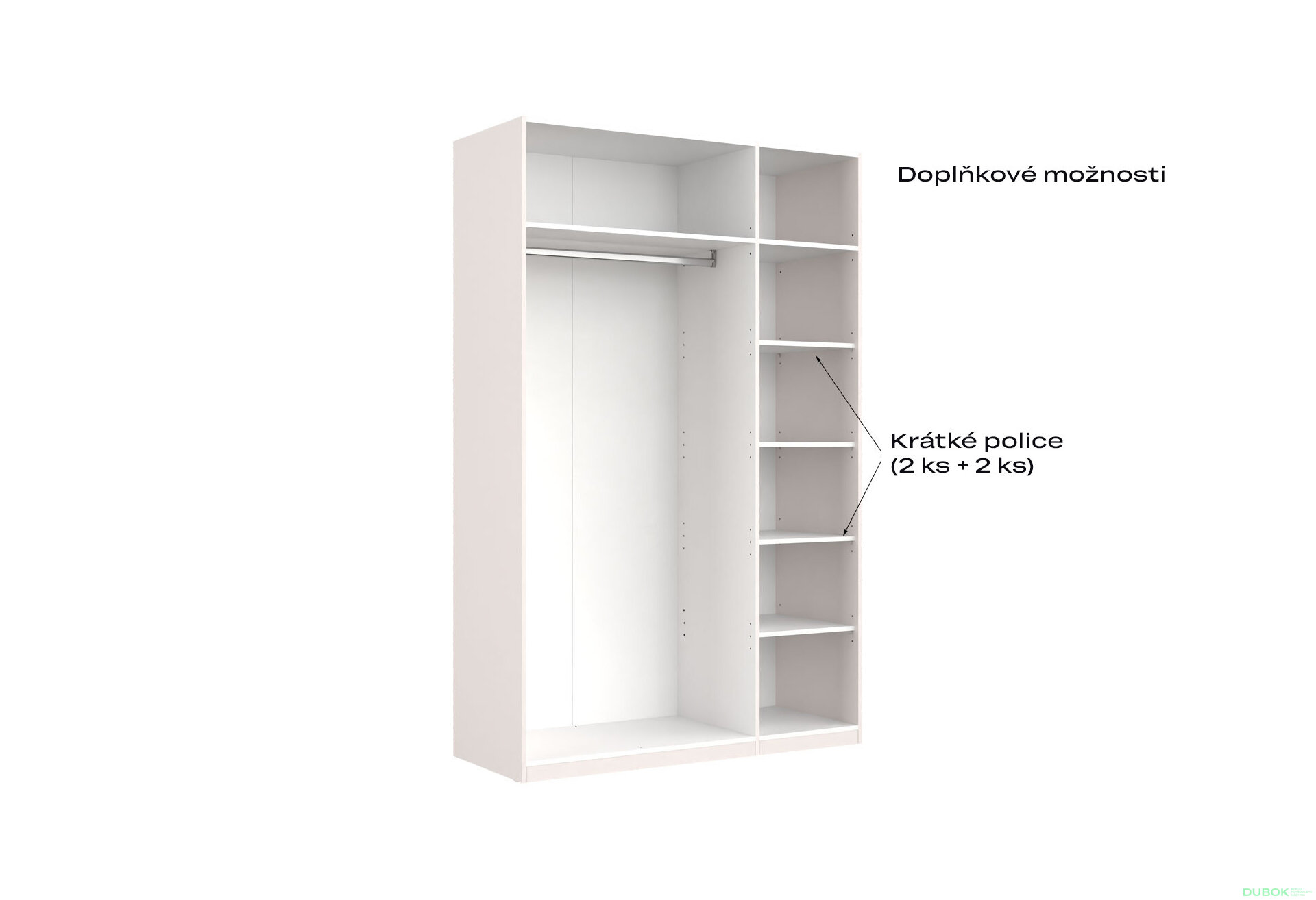 Obrázek 5 - Korpus skříně 3dv Bílý lesk Idea