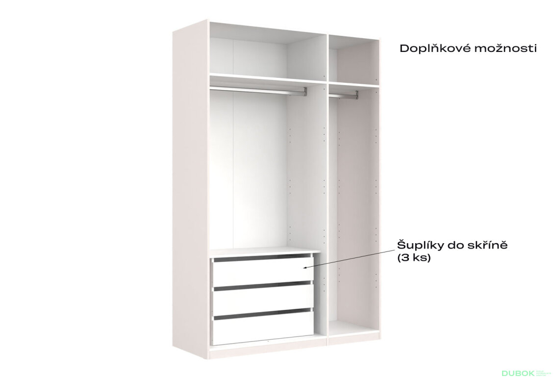 Obrázek 6 - Korpus skříně 3dv Bílý lesk Idea