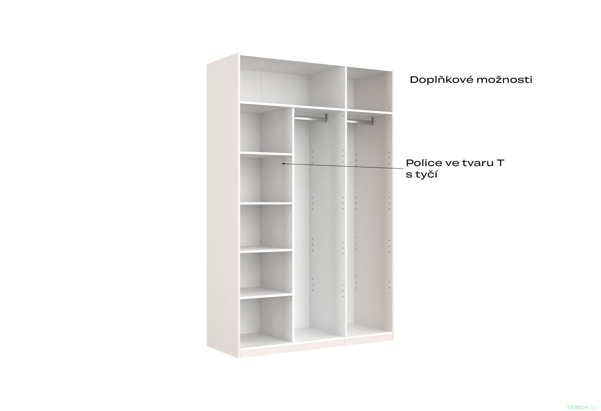 Obrázek 7 - Korpus skříně 3dv Bílý lesk Idea