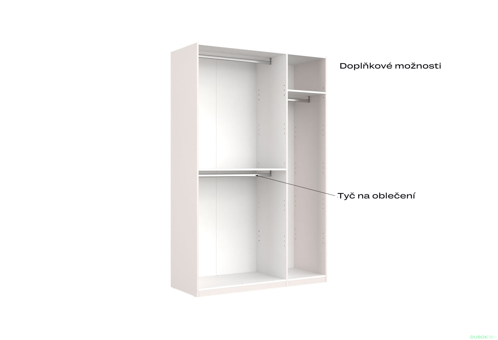 Obrázek 9 - Korpus skříně 3dv Bílý lesk Idea