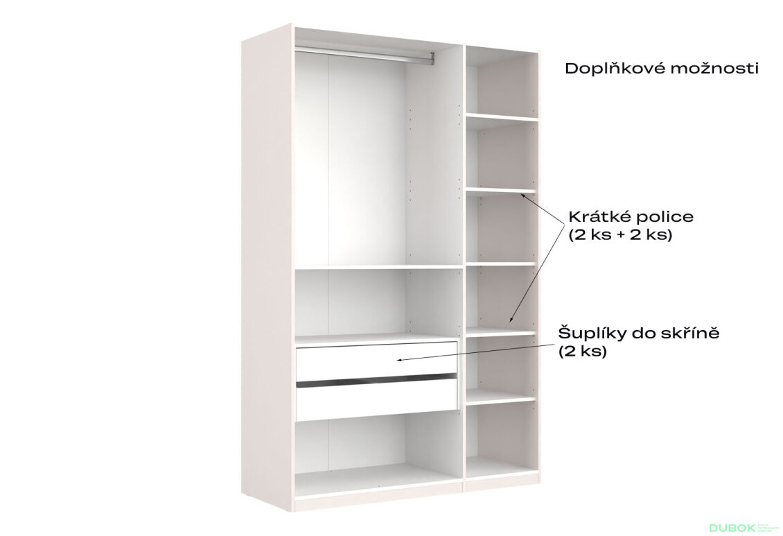 Obrázek 10 - Korpus skříně 3dv Bílý lesk Idea