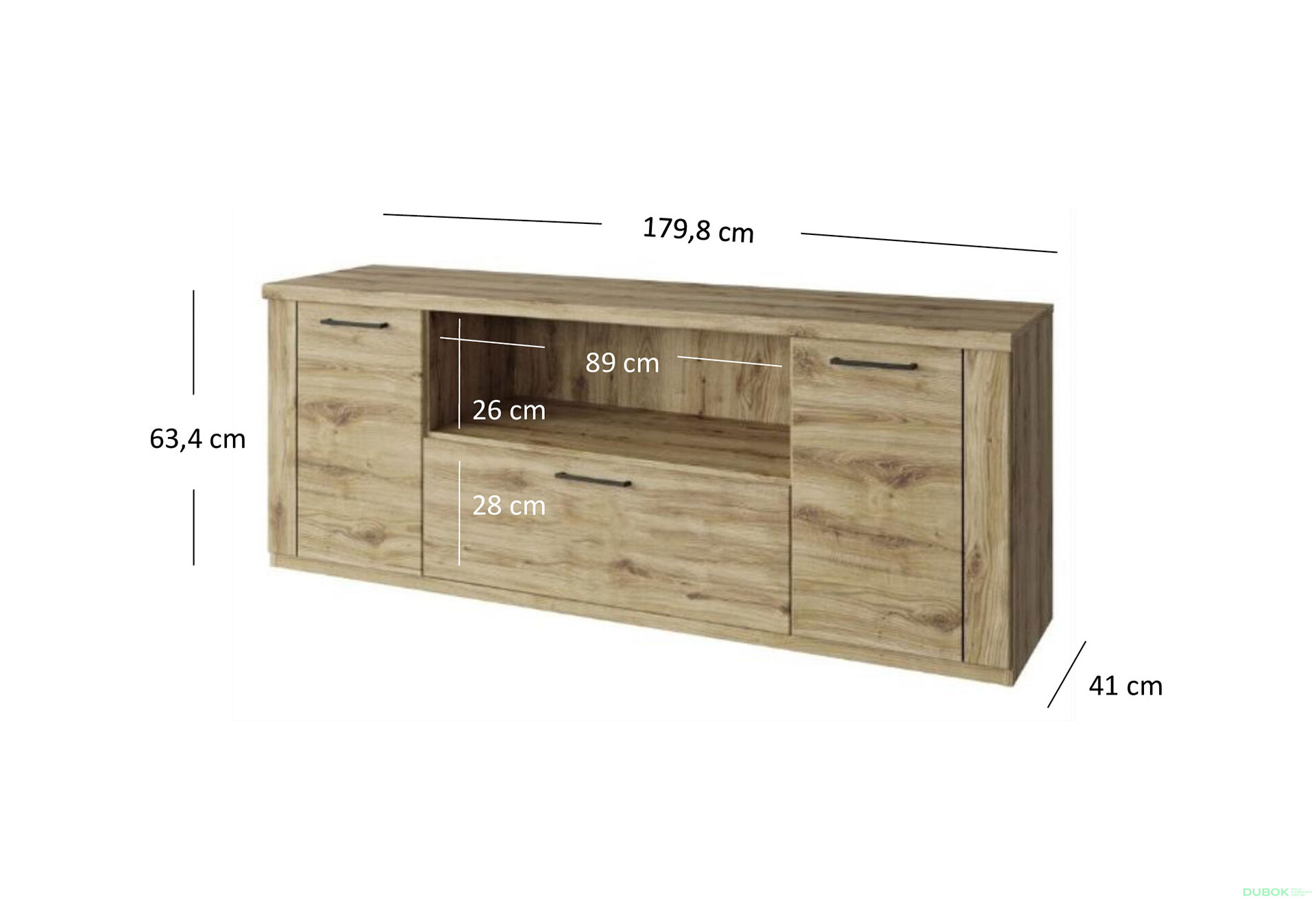 Obrázek 3 - TV stolek 2d1s/180 dub navarra Doorset