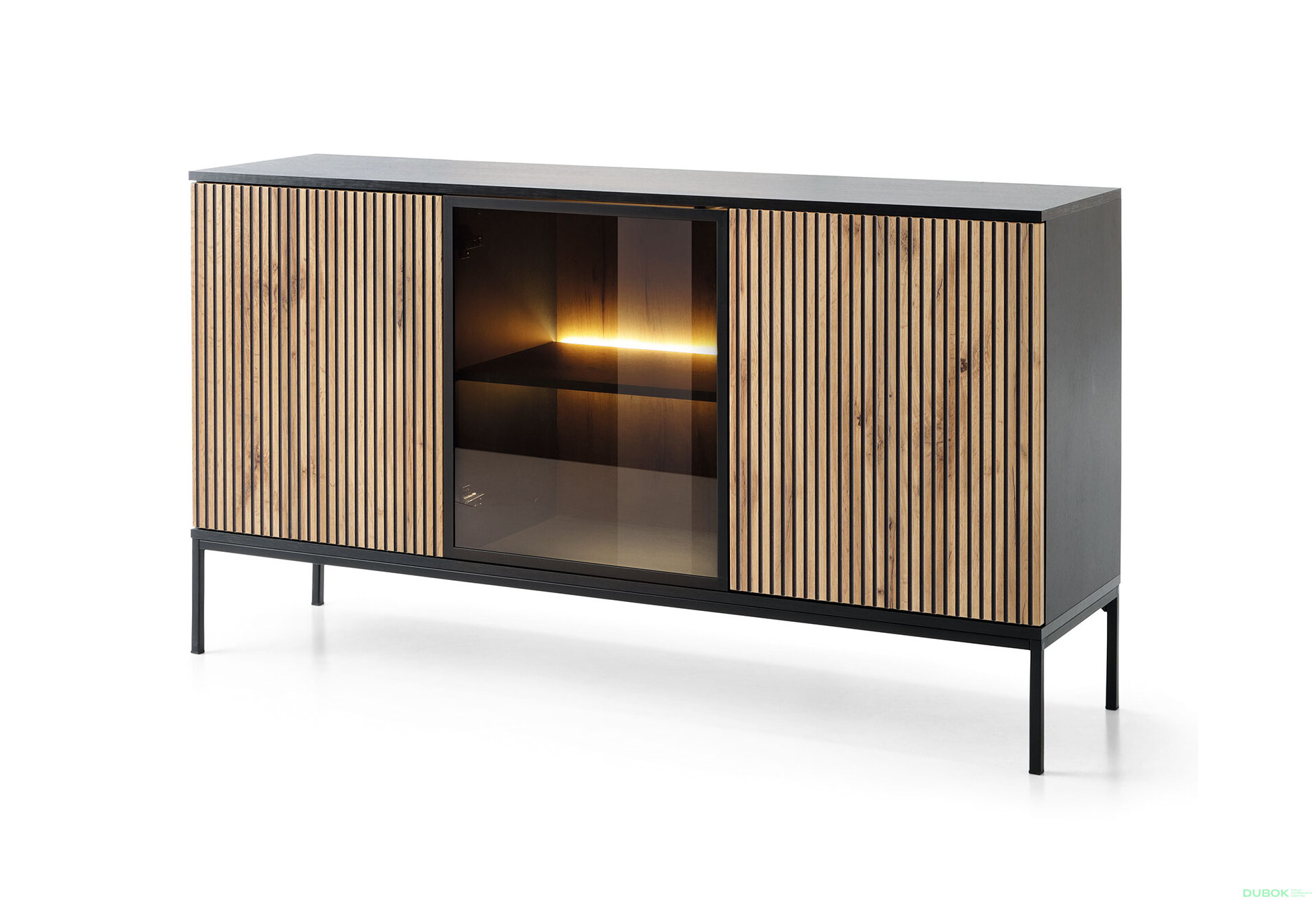 Obrázek 1 - Komoda K154 1 pkt Led Sento černý / dub wotan