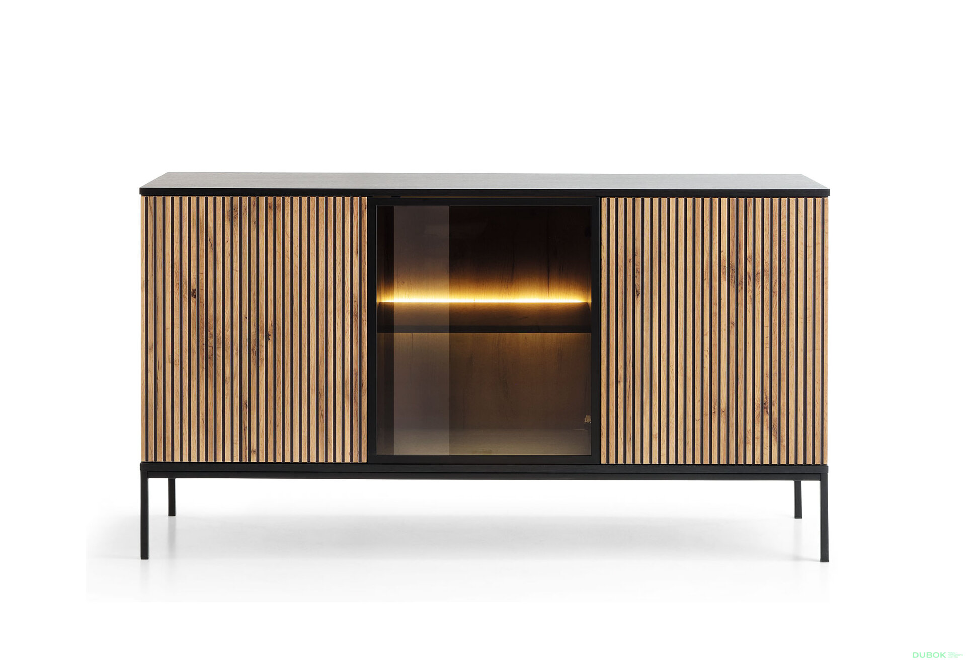 Obrázek 2 - Komoda K154 1 pkt Led Sento černý / dub wotan