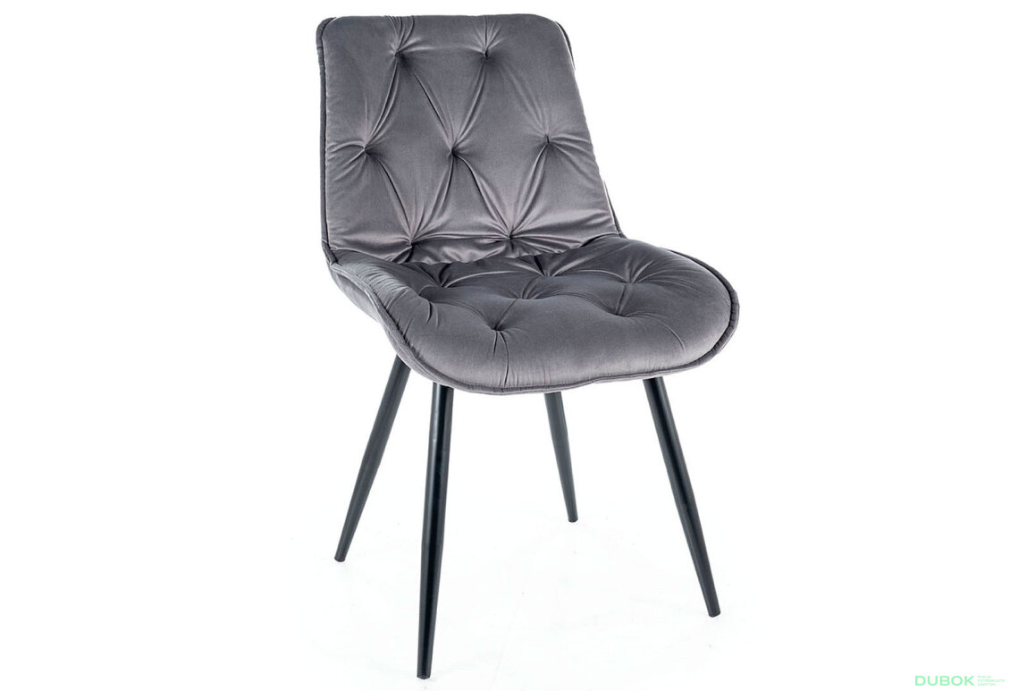 Obrázek 3 - Židle Cherry II Velvet šedý Bluvel 14, matná černá kov