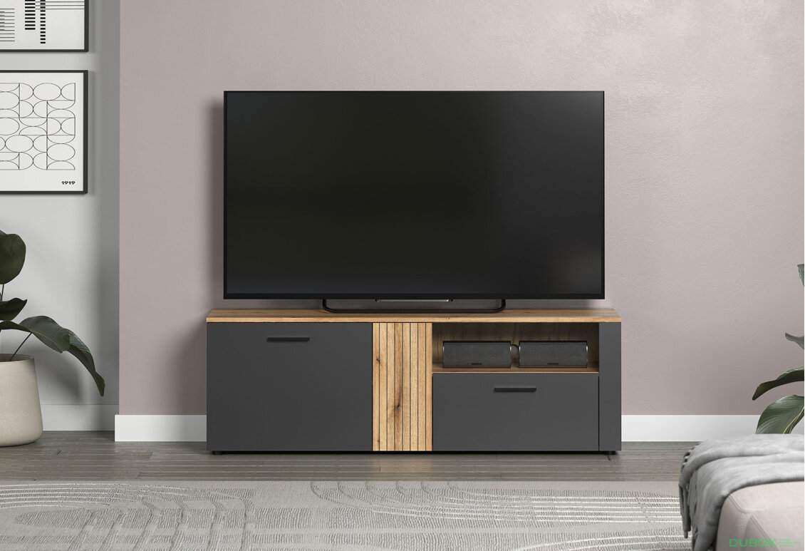 Obrázek 6 - TV stolek 2d1s Esteban grafit / dub evok