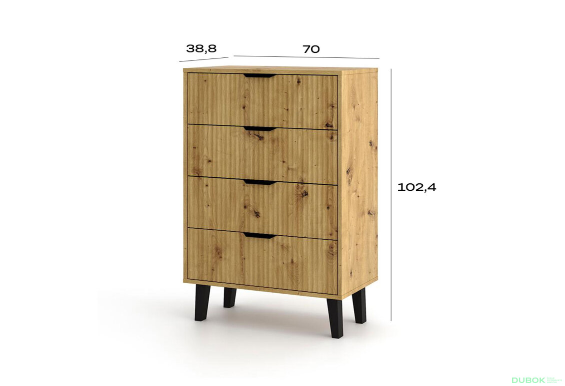 Obrázek 6 - Komoda Borg Duo 4Š dub artisan