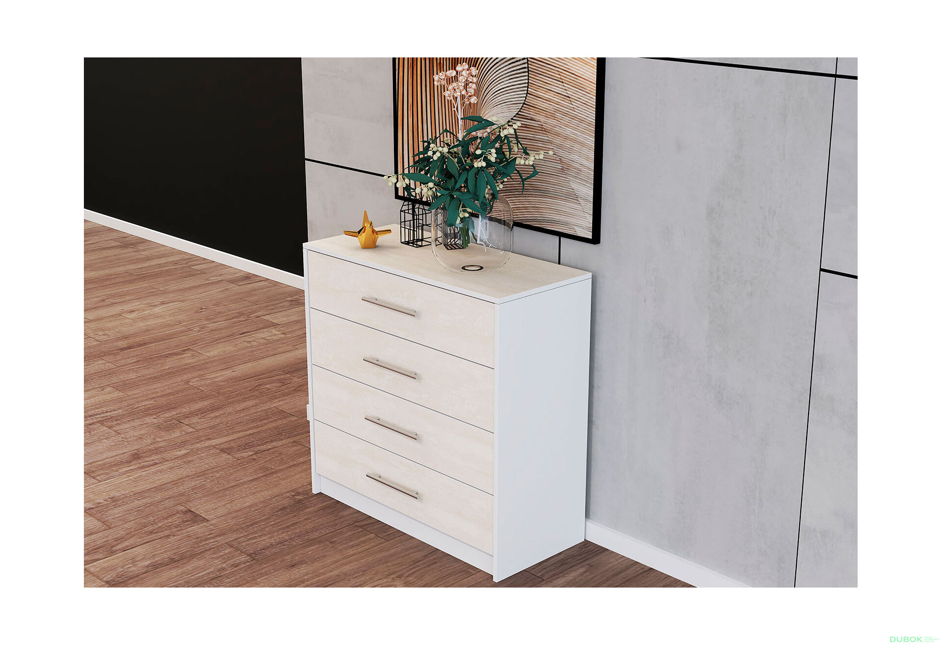 Obrázek 3 - Komoda 4S Aurelia silk / bílý Idczak meble