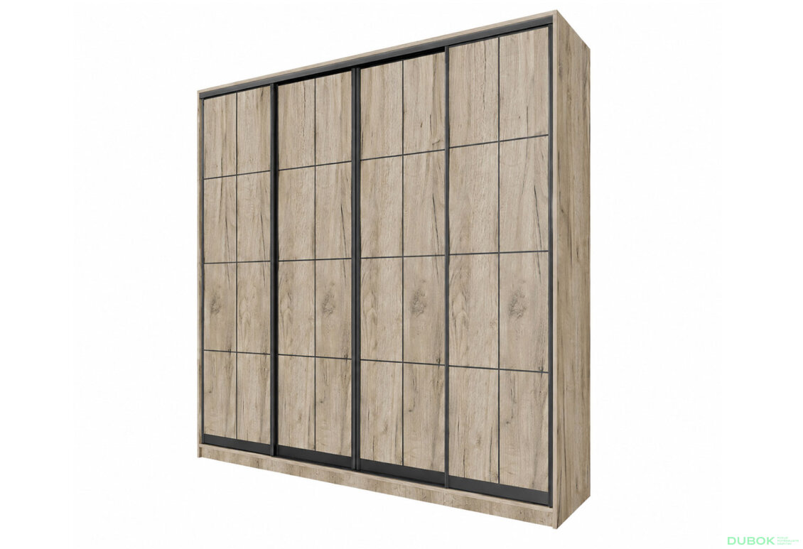 Skříň 4D Loft 2400x2400x600, 4 DTD Lines BL, Dub kraft šedý
