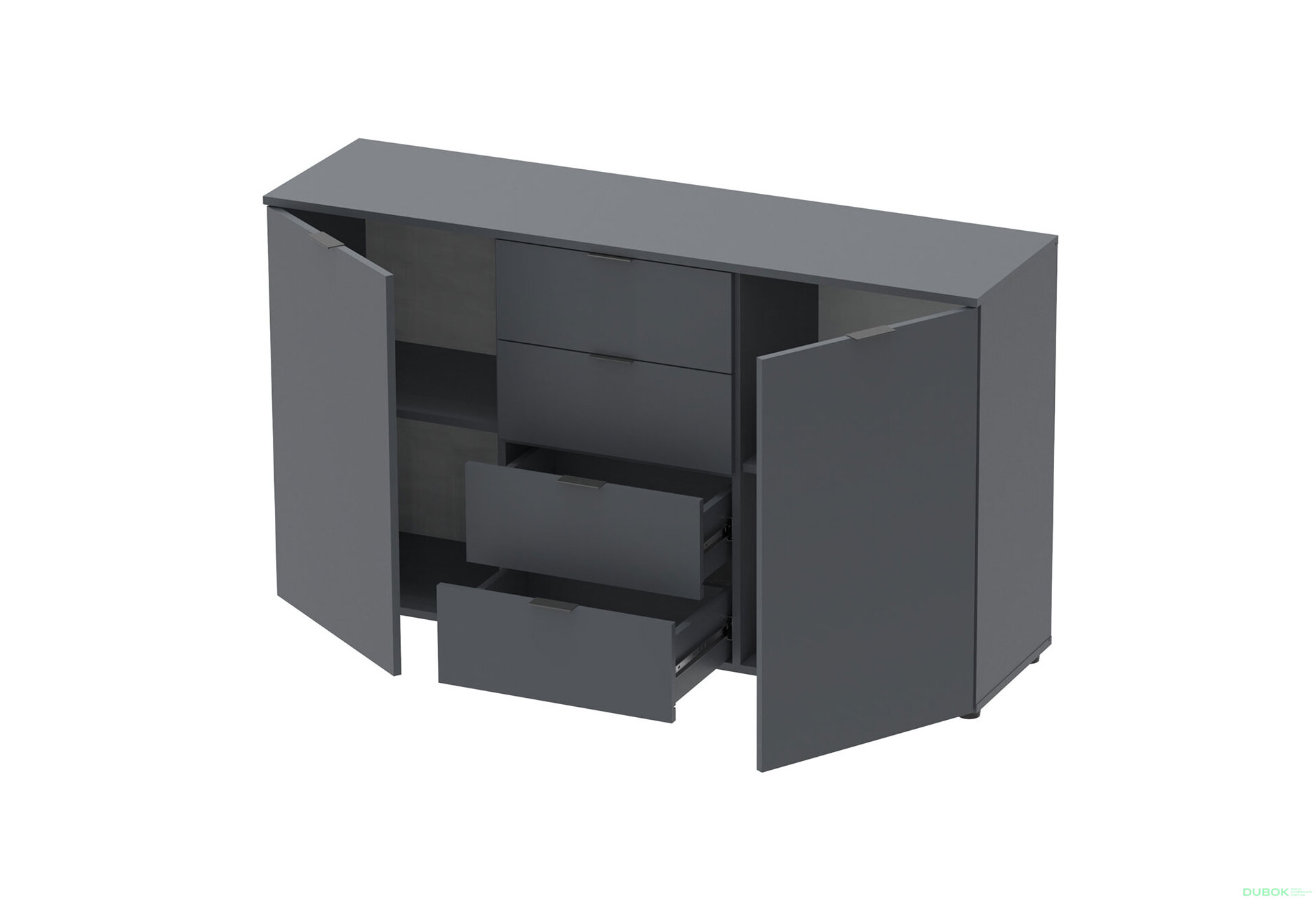 Obrázek 4 - Komoda s dvířky a 4 zásuvkami Ron 5 140 cm Grafit