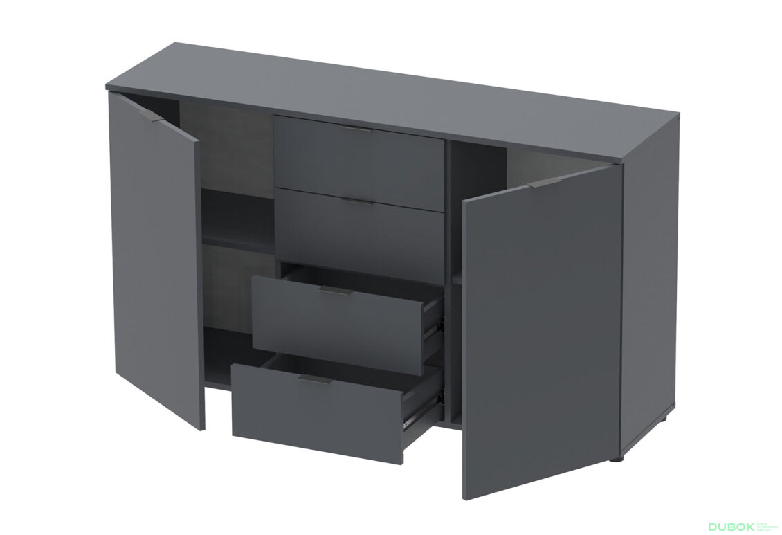 Obrázek 4 - Komoda s dvířky a 4 zásuvkami Ron 5 140 cm Grafit