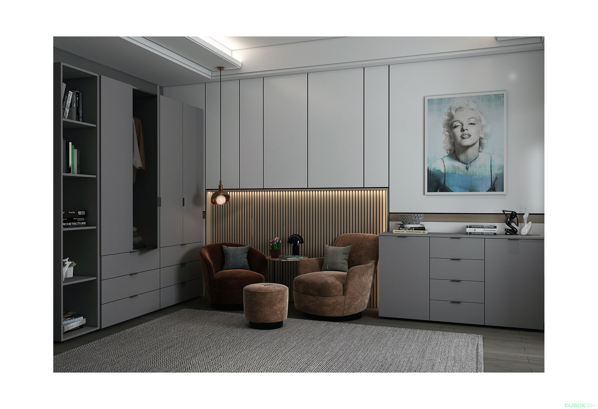 Obrázek 6 - Komoda s dvířky a 4 zásuvkami Ron 5 140 cm Grafit