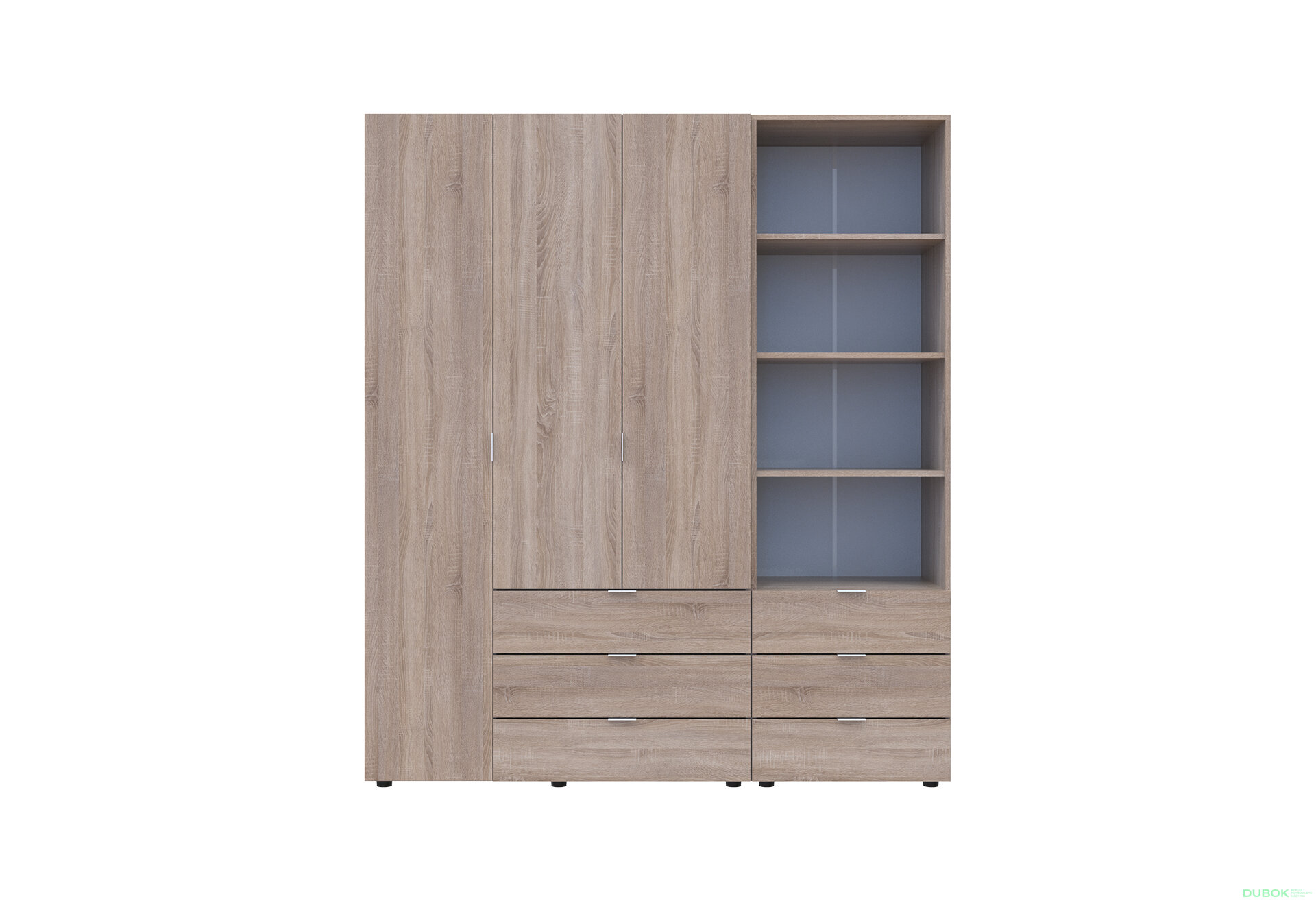 Obrázek 3 - Skříň 3D s regálem se zásuvkami Gelar 176.2 cm dub sonoma