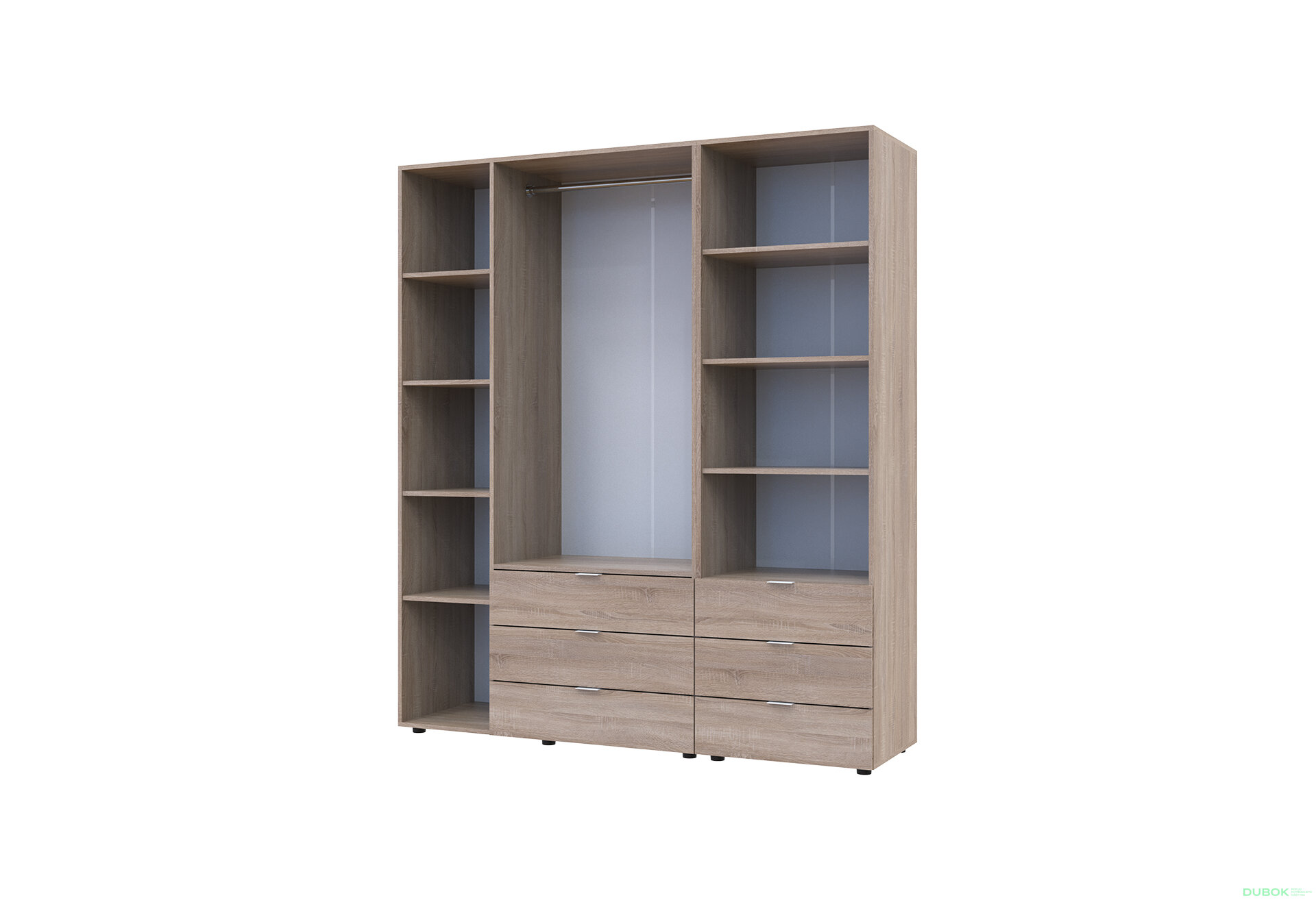 Obrázek 6 - Skříň 3D s regálem se zásuvkami Gelar 176.2 cm dub sonoma