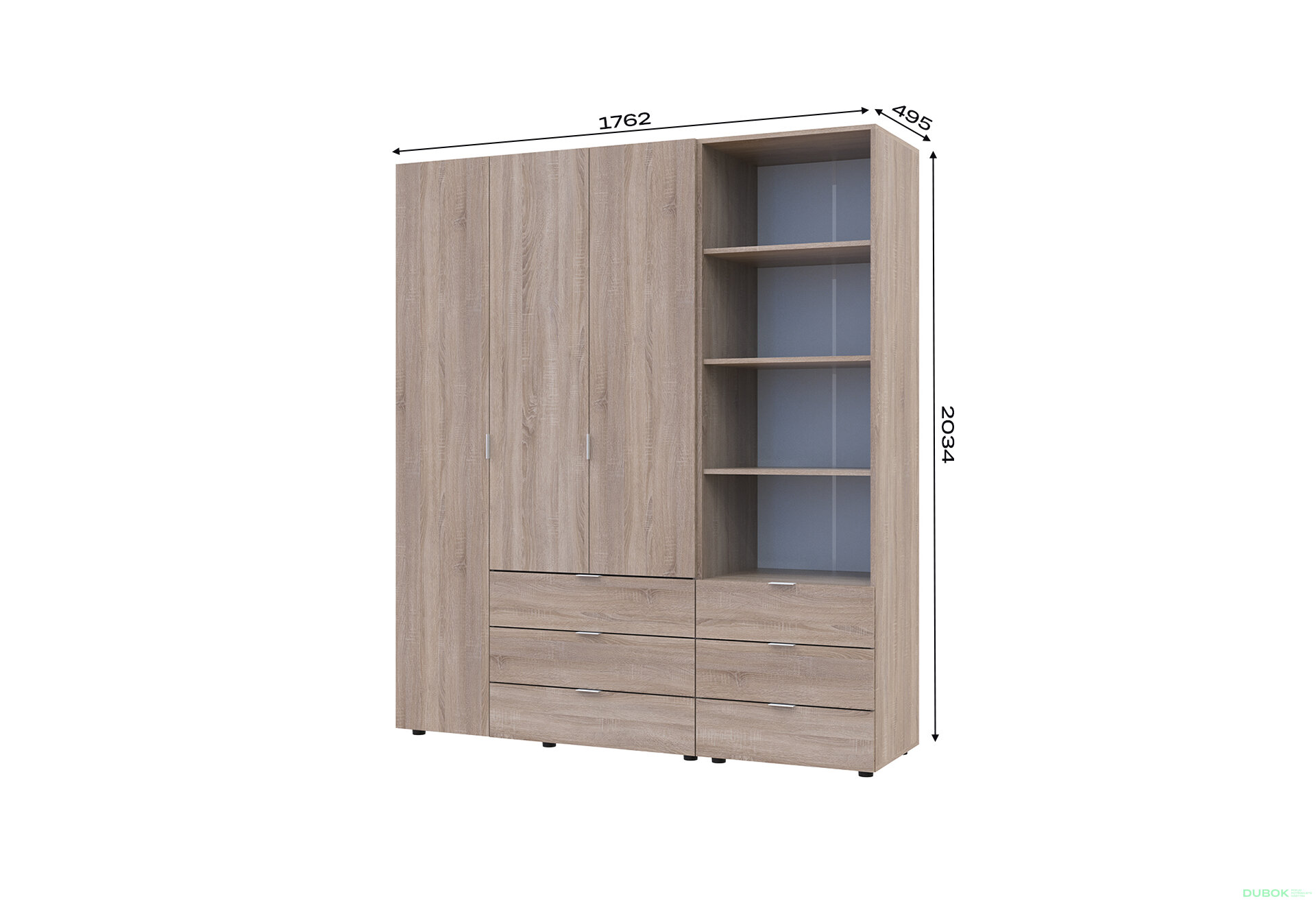 Obrázek 7 - Skříň 3D s regálem se zásuvkami Gelar 176.2 cm dub sonoma