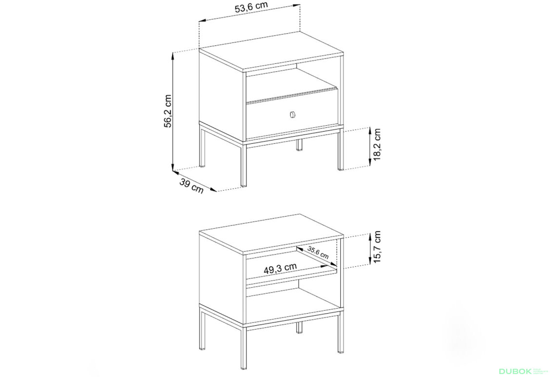Obrázek 6 - Noční stolek MS54 Mono granat