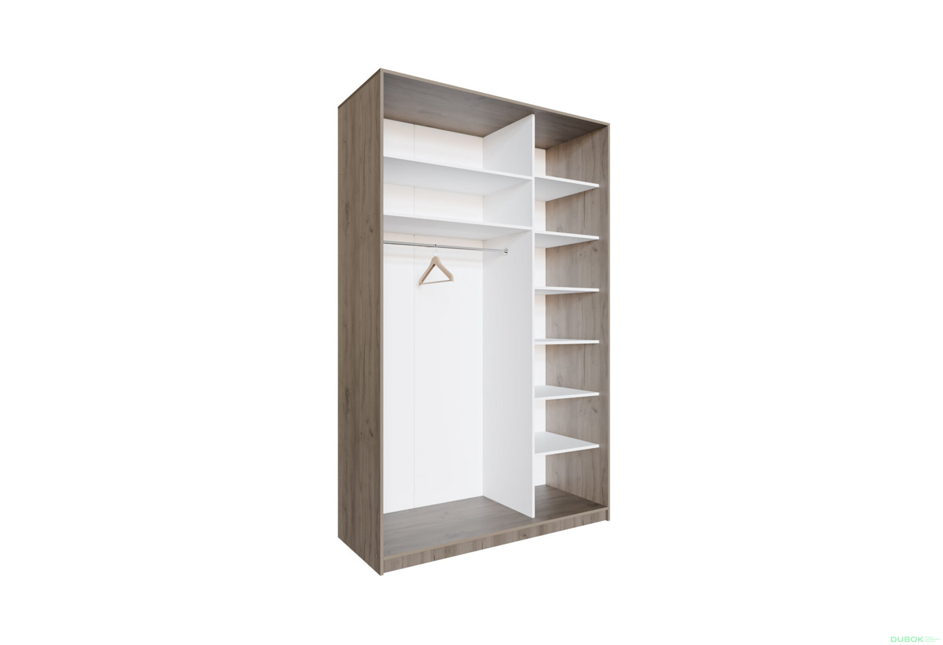 Obrázek 7040 - Skříň 2D Loft 1500x600x2400, DTD + zrcadlo, Lines BL, Dub kraft šedý