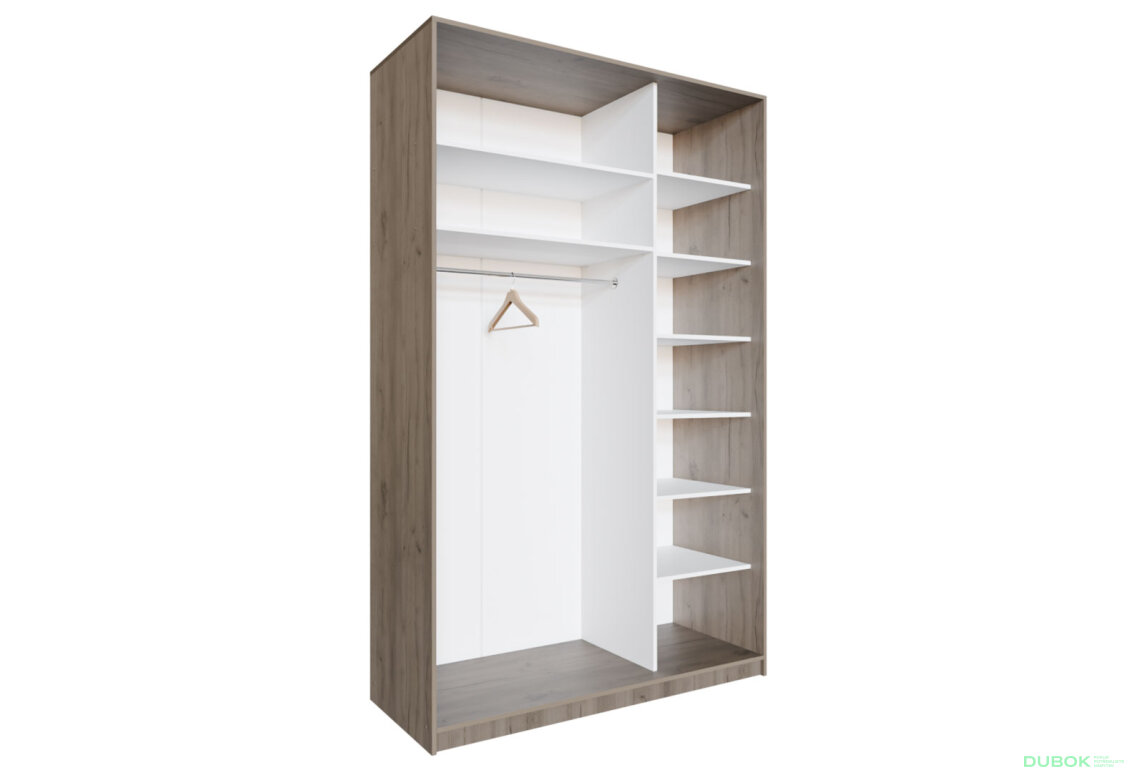 Obrázek 7040 - Skříň 2D Loft 1500x600x2400, DTD + zrcadlo, Lines BL, Dub kraft šedý