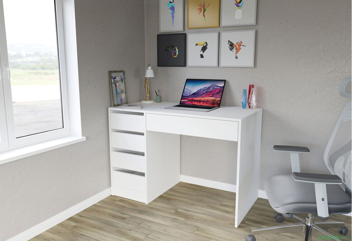 Obrázek 2 - Psací stůl s levou montáží Profi 110 cm bílý