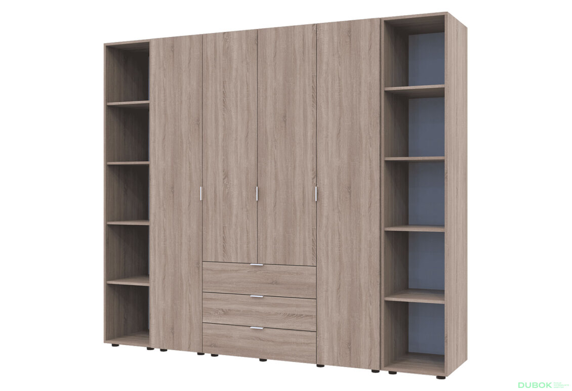 Skříň čtyřdveřová se 2 regály Gelar 231.4 cm Dub sonoma