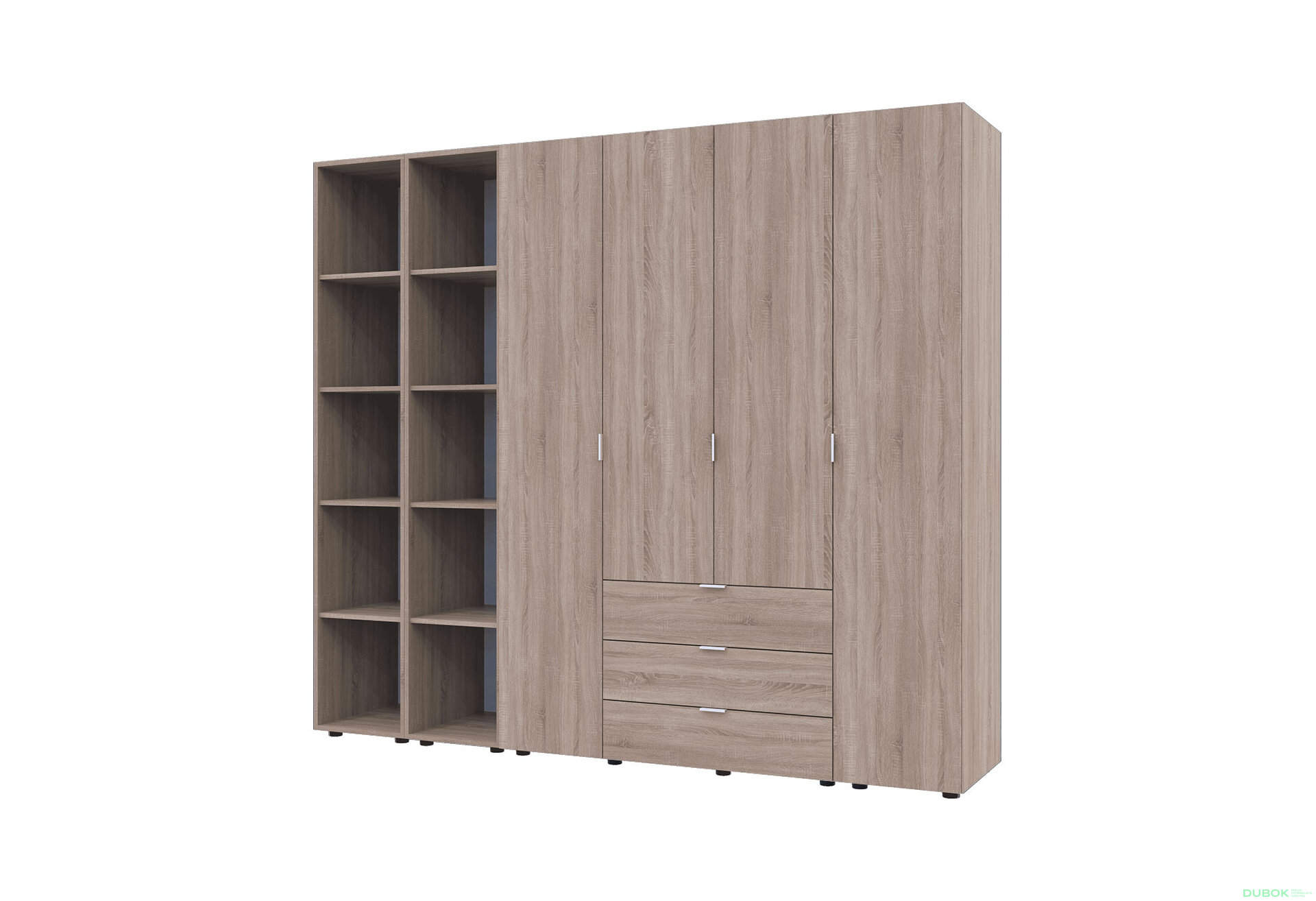 Obrázek 3 - Skříň čtyřdveřová se 2 regály Gelar 231.4 cm Dub sonoma