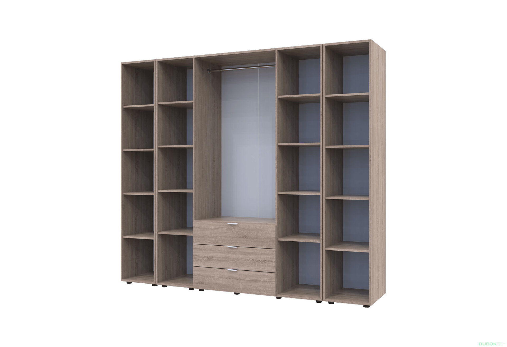 Obrázek 5 - Skříň čtyřdveřová se 2 regály Gelar 231.4 cm Dub sonoma