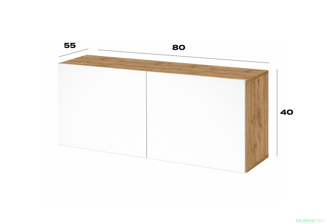 Obrázek 2 - Nástavec na skříň 80 cm dub apalačský / nymphaea alba Space