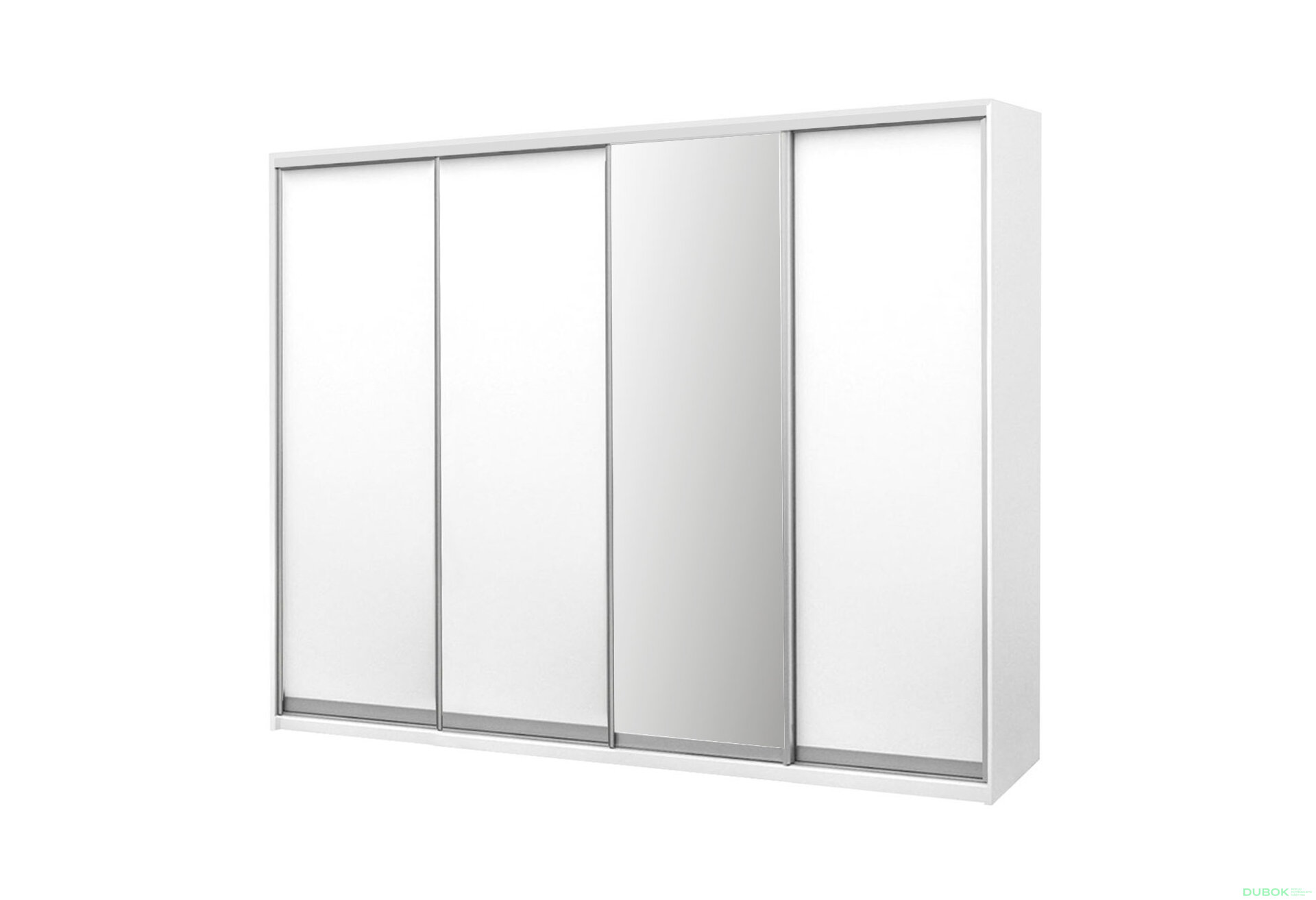Obrázek 1 - Skříň 4D 2700x2400x600, 3 DTD + 1 zrcadlo, bílá