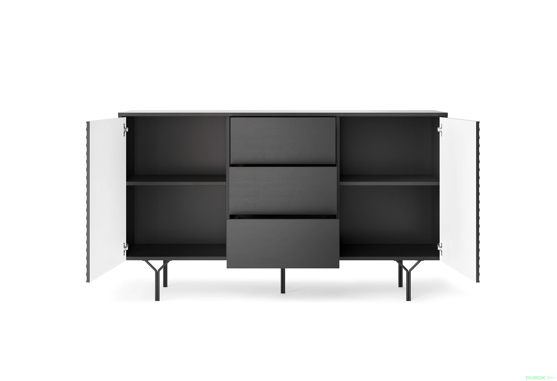 Obrázek 5 - Komoda KSZ144 2D černý + černý noha Raven