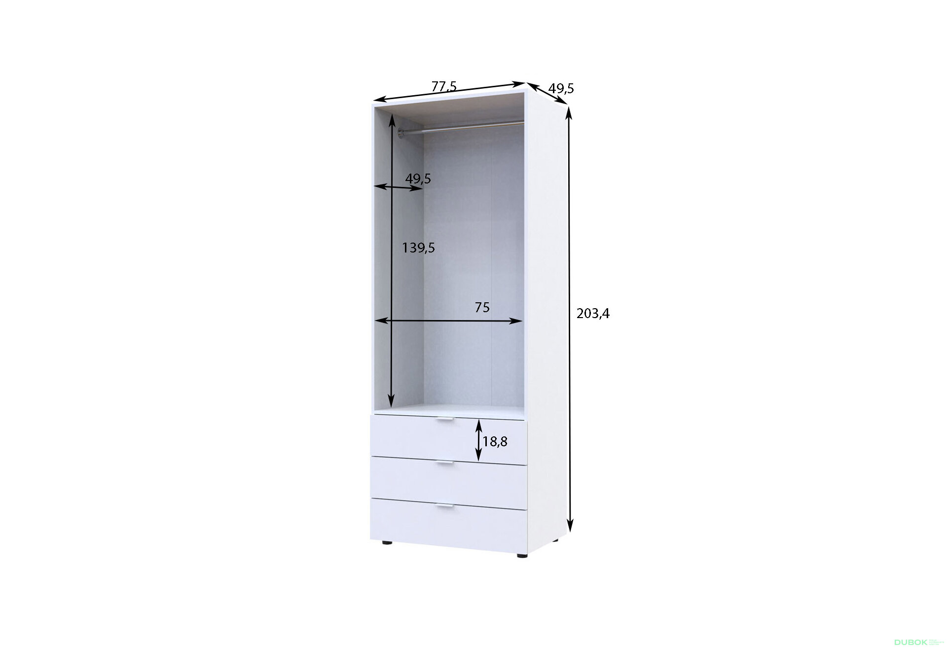 Obrázek 7 - Skříň dvoudveřová Gelar 77.5 cm Bílá