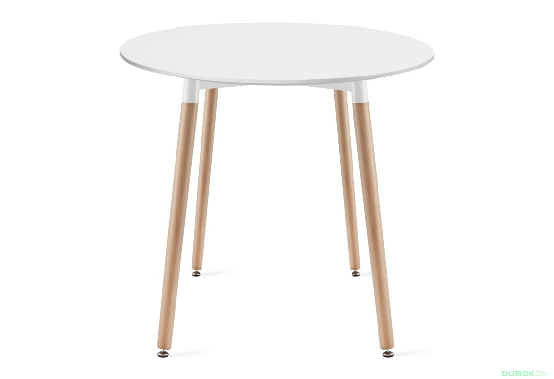 Obrázek 2 - Stůl KAMI Kulatý 80cm - bílý / přírodní nohy