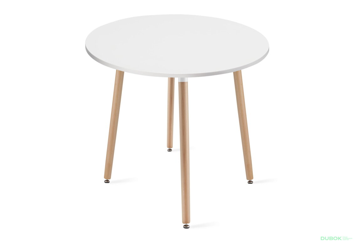 Obrázek 3 - Stůl KAMI Kulatý 80cm - bílý / přírodní nohy
