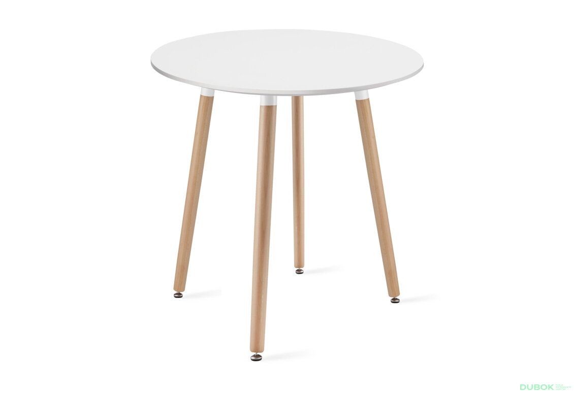 Stůl KAMI Kulatý 60cm - bílý / přírodní nohy
