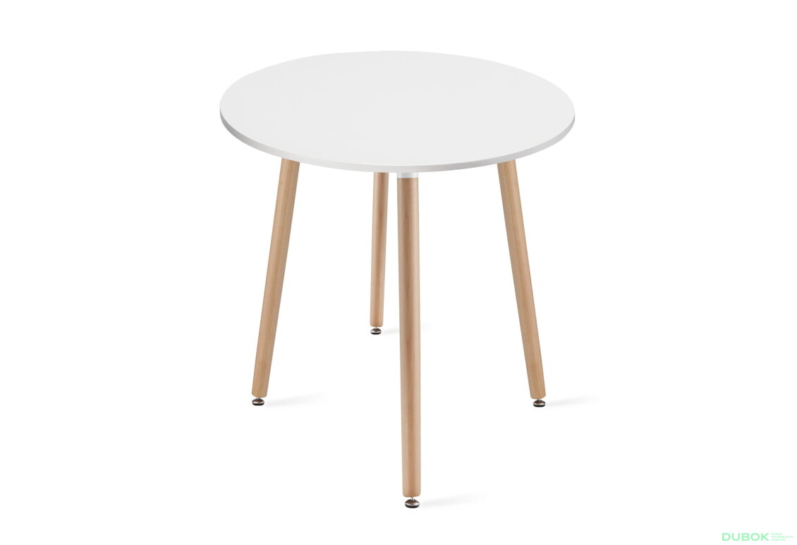 Obrázek 3 - Stůl KAMI Kulatý 60cm - bílý / přírodní nohy