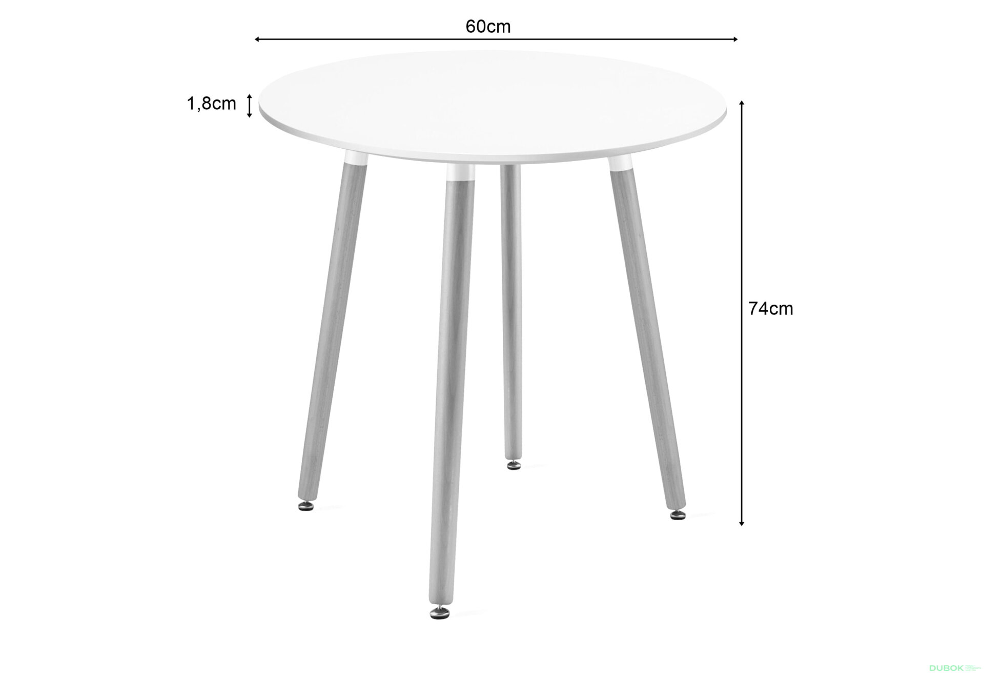 Obrázek 4 - Stůl KAMI Kulatý 60cm - bílý / přírodní nohy