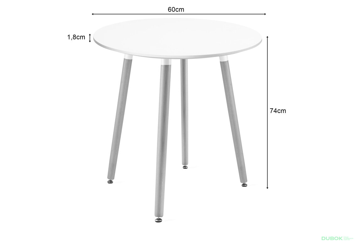 Obrázek 4 - Stůl KAMI Kulatý 60cm - bílý / přírodní nohy