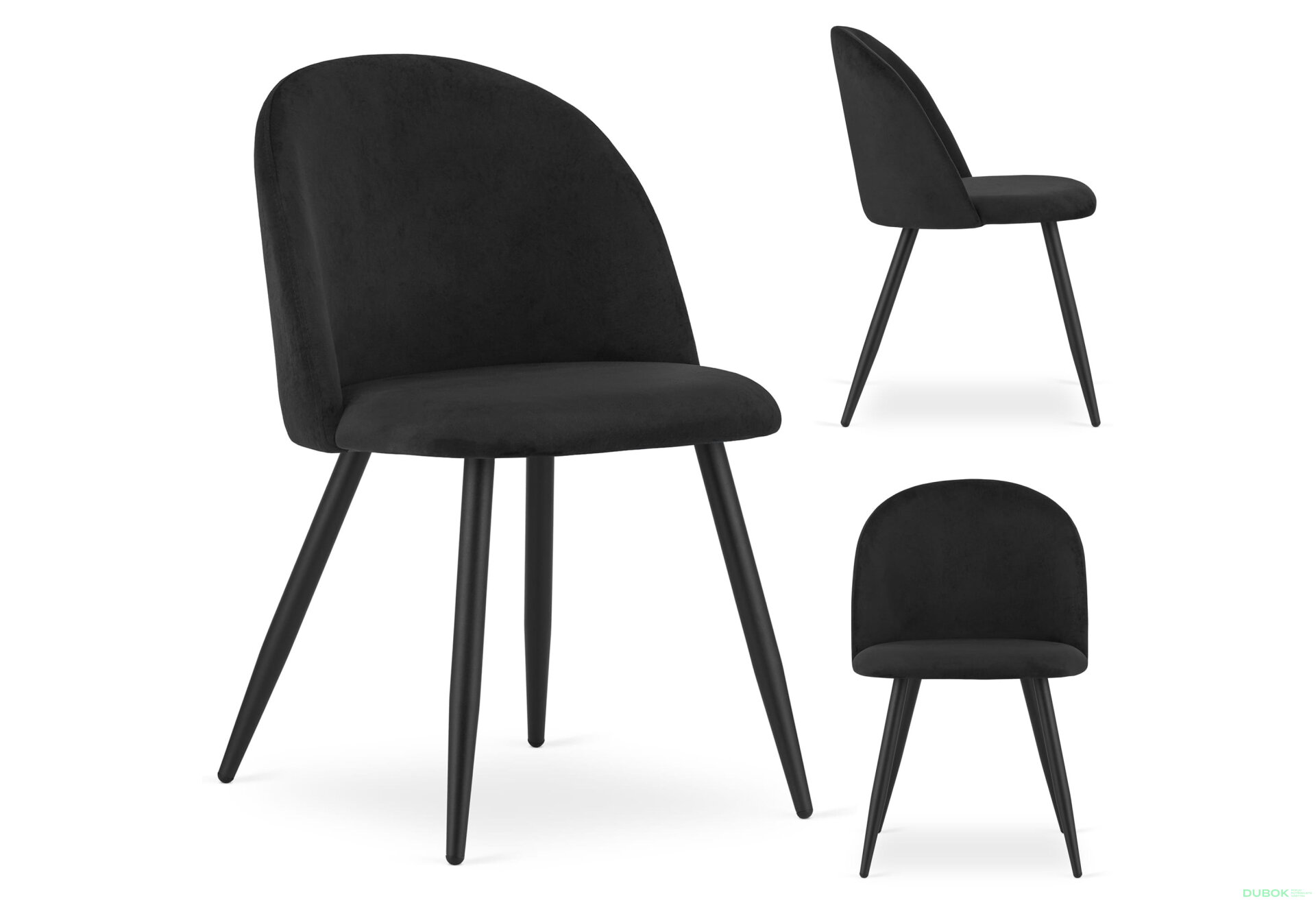 Obrázek 5 - Židle BELLO - černý samet / černé nohy x 1