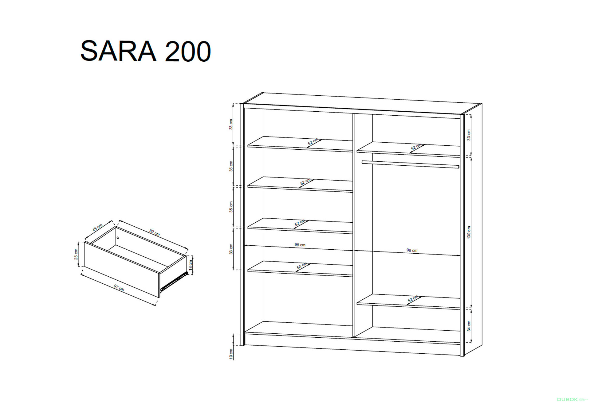 Obrázek 3 - Skříň 200 bílý / bílý Sara