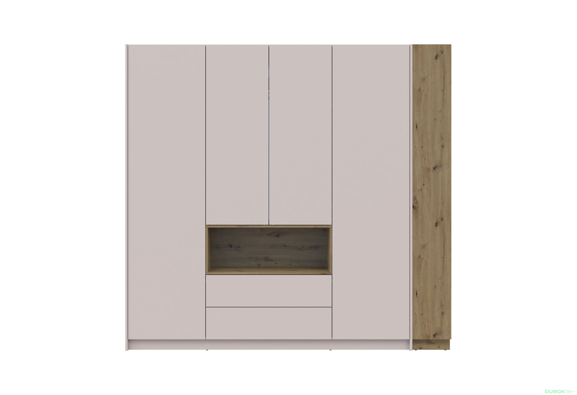 Obrázek 5 - Skříň Dale 4D + Regál otevřený Kašmír/Dub artisan/Kašmír