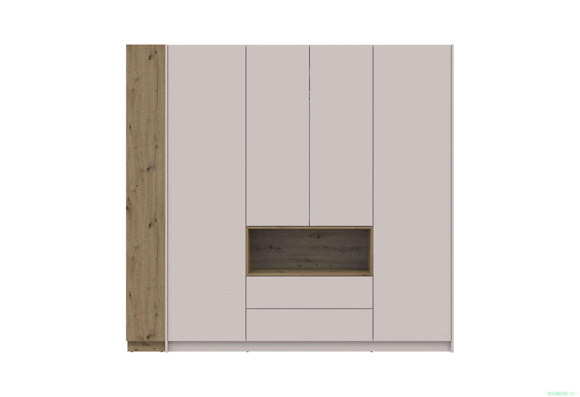 Obrázek 6 - Skříň Dale 4D + Regál otevřený Kašmír/Dub artisan/Kašmír