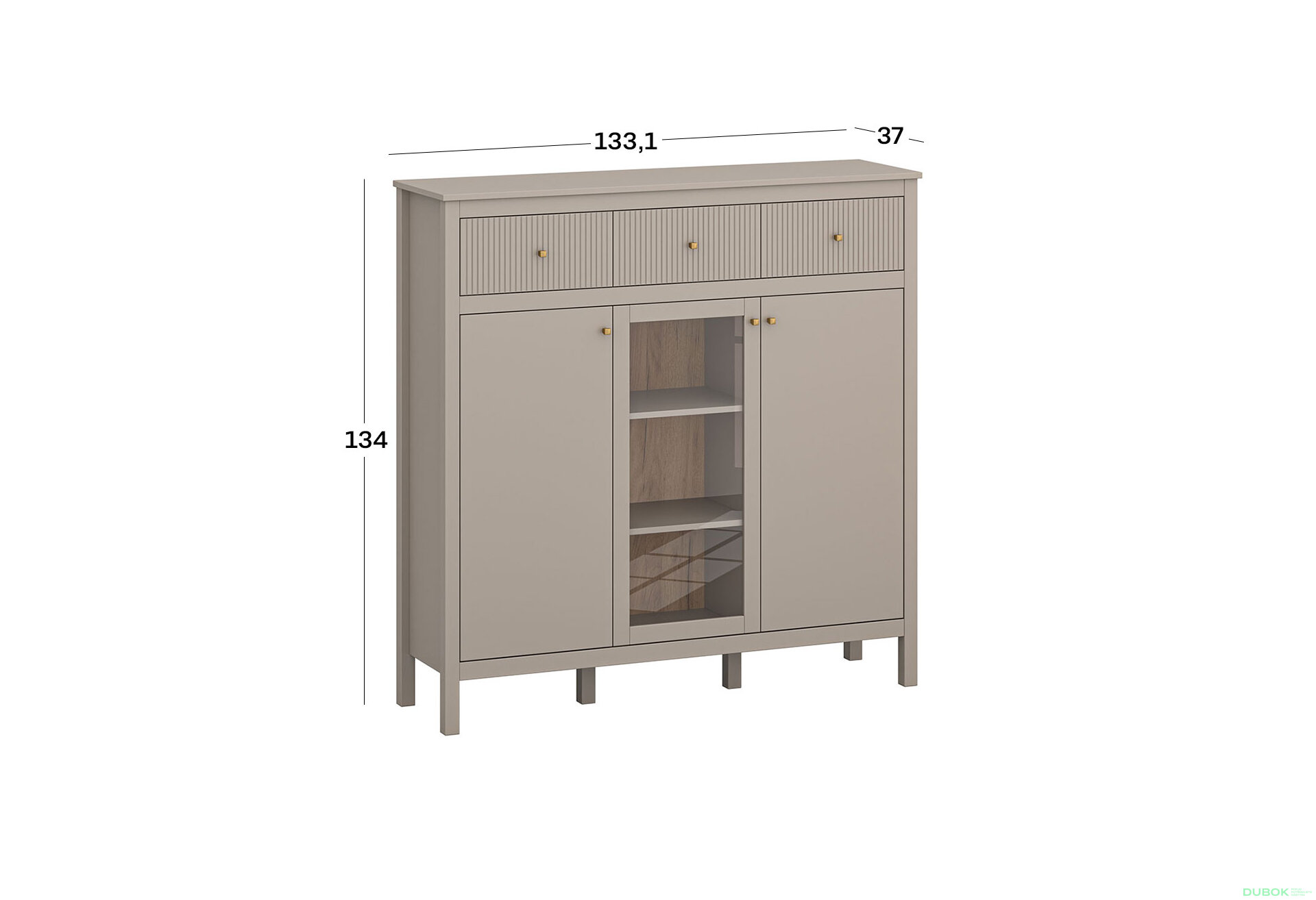 Obrázek 3 - Komoda 2d1w3s (G) taupe Kleo