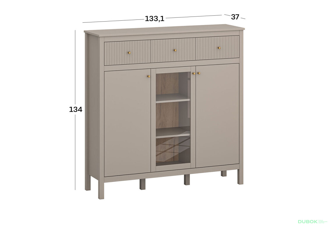 Obrázek 3 - Komoda 2d1w3s (G) taupe Kleo