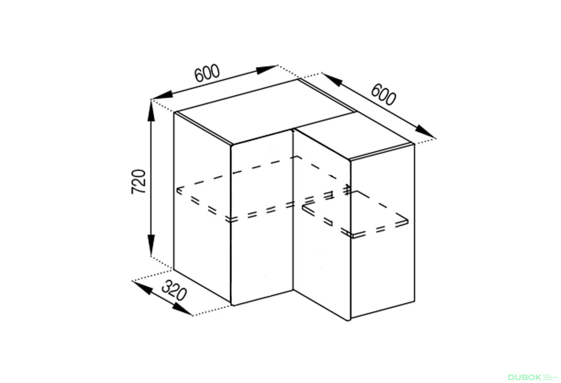 Korpus V 60x60 přímý roh