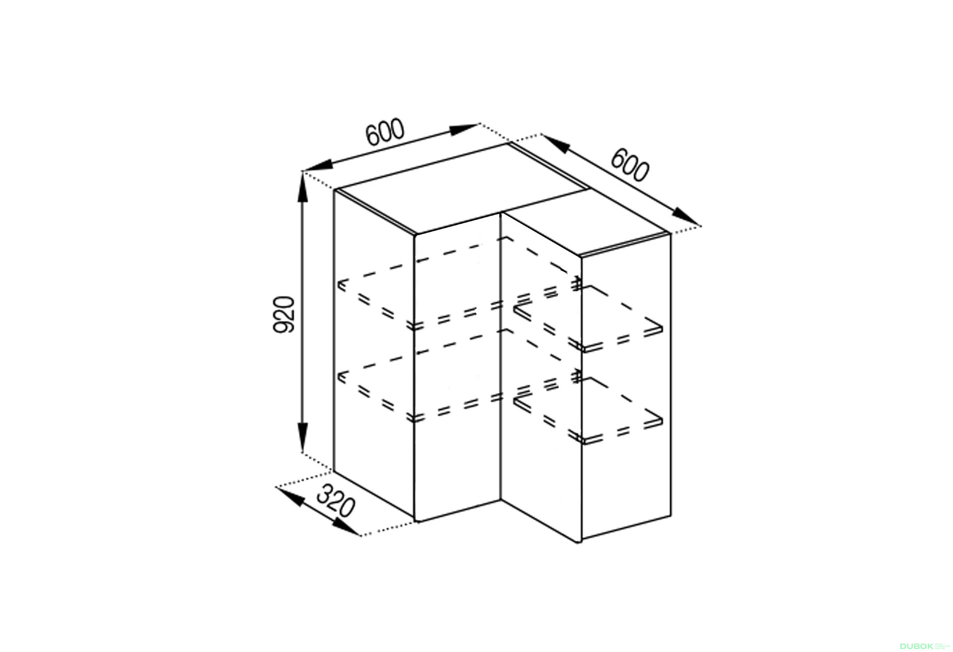Obrázek 1 - Korpus V 60x60 přímý roh (H-920)