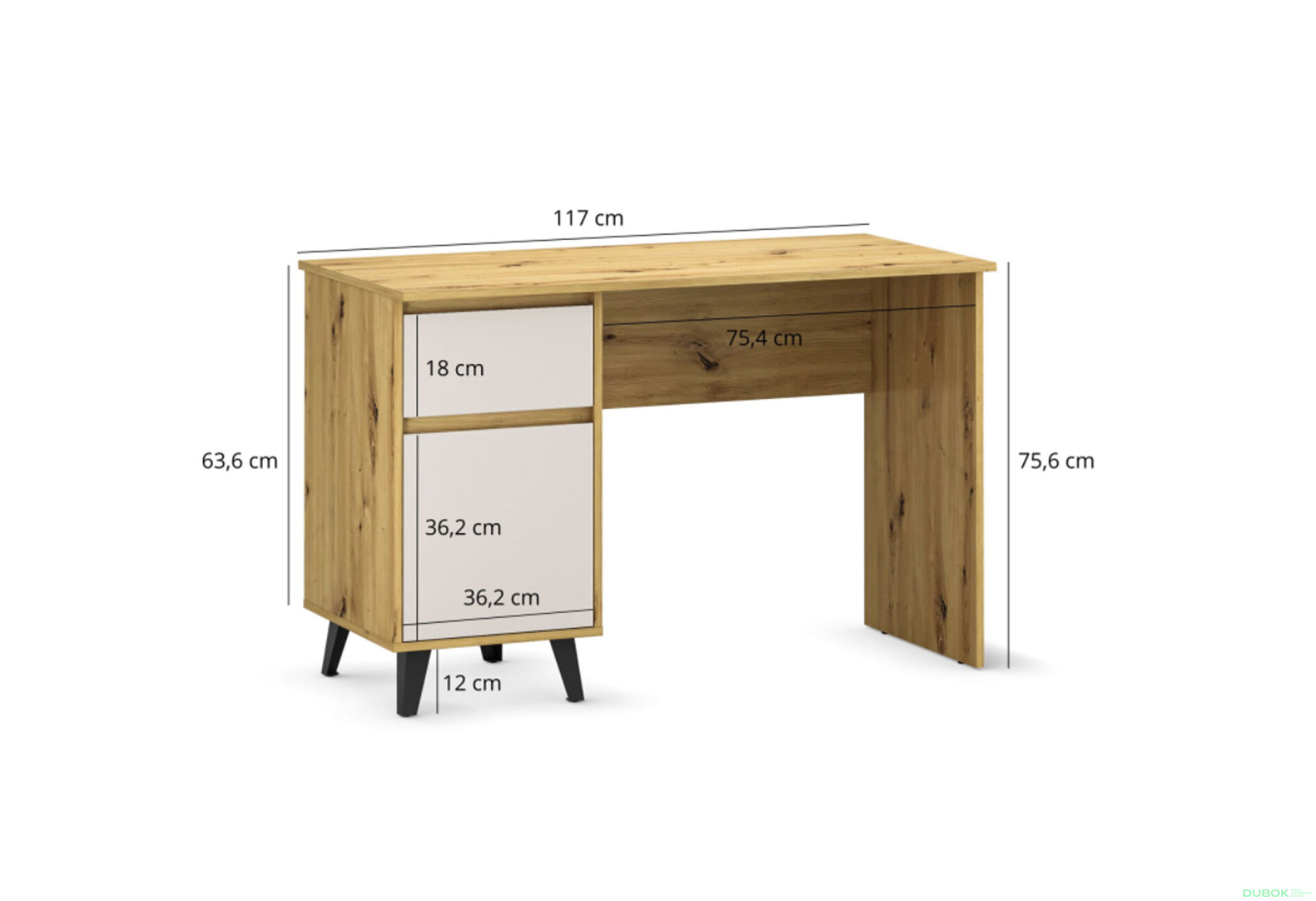 Obrázek 5 - Psací stůl BORG 1d1s/120 dub artisan / kašmír