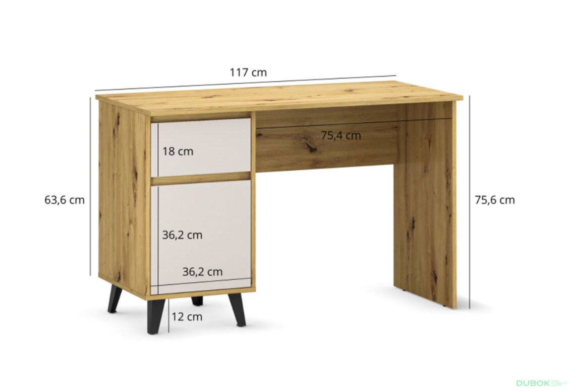 Obrázek 5 - Psací stůl BORG 1d1s/120 dub artisan / kašmír