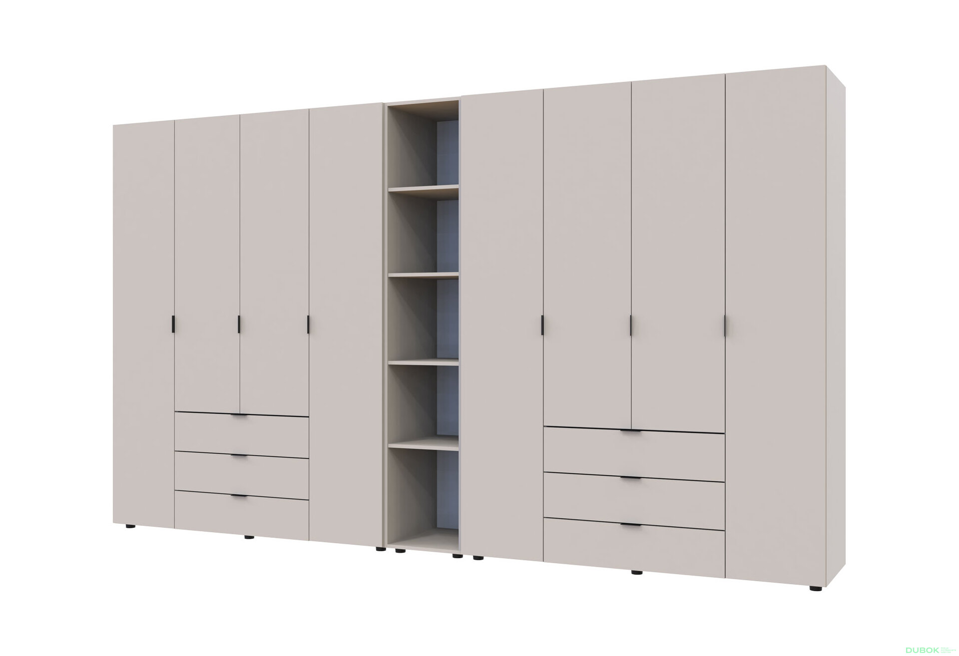 Obrázek 1 - Skříň osmidveřová s regálem Gelar 348.2 cm Kašmír