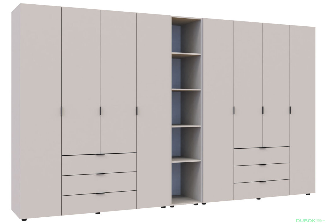 Obrázek 2 - Skříň osmidveřová s regálem Gelar 348.2 cm Kašmír